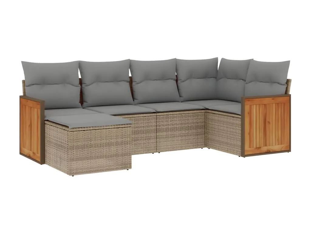 Juego de sofás jardín con cojines 6 pzas ratán sintético beige 97136ODEL