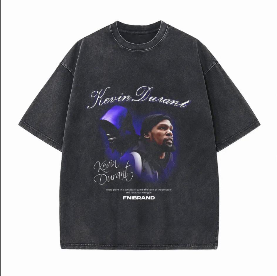 NBA Star Hoodie KD Style Printed Unisex Washed T-Shirt