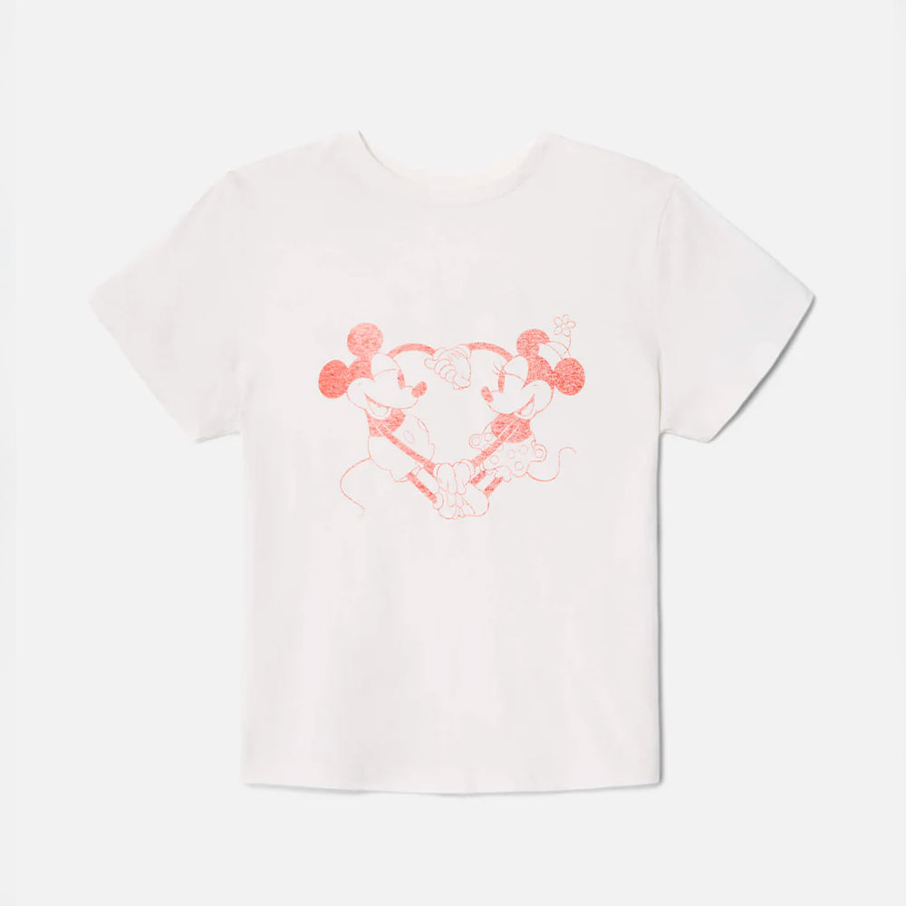 RE/DONE -T-Shirt Disney Heart Hands -Vintage White