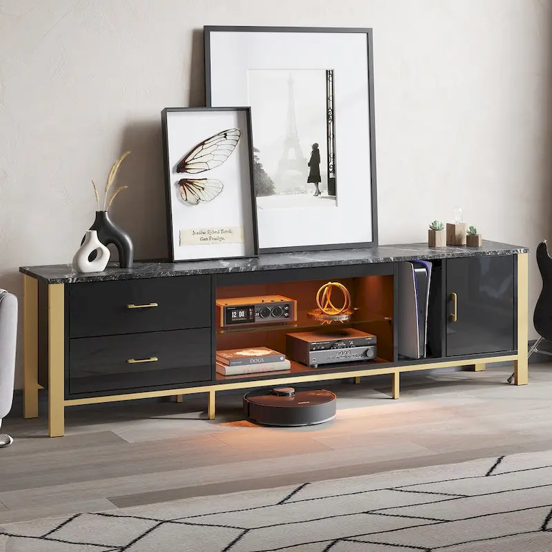 Contemporary 80-Inch TV Stand for 75/80/85 Inch TVs with 2 Drawers