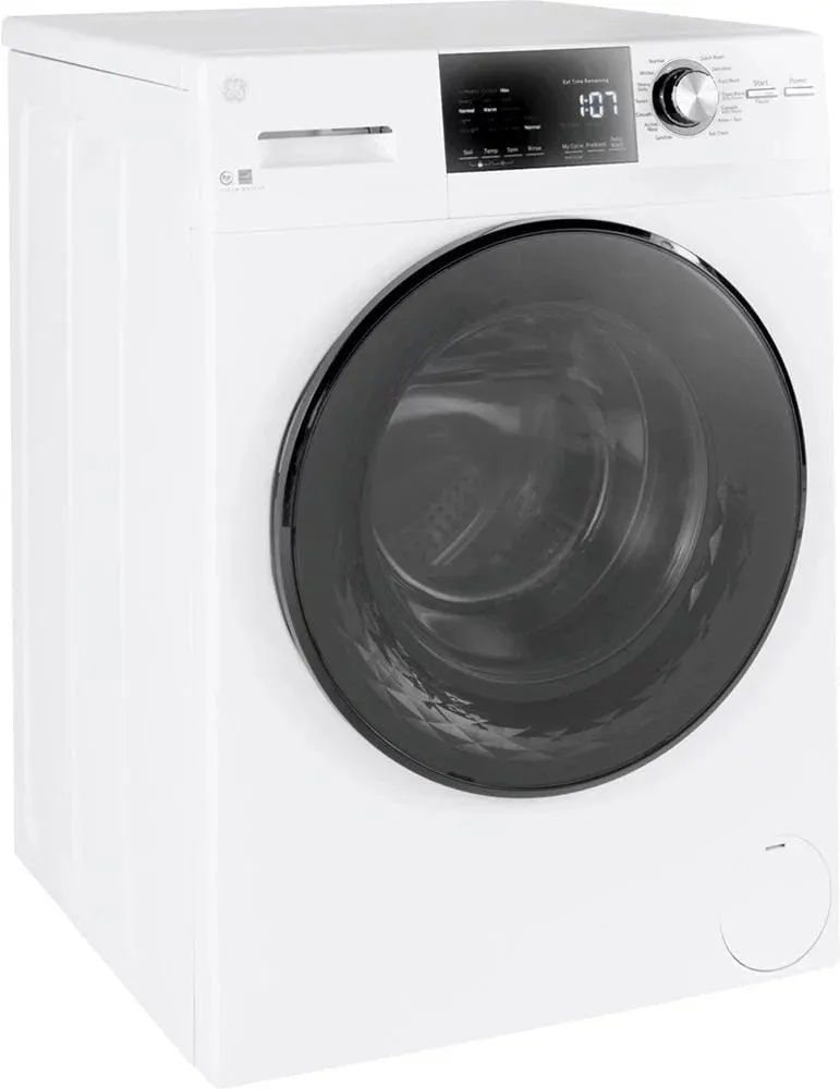 GE – 2.4 Cu. Ft. High Efficiency Stackable Front Load Washer with Steam and Sanitize – White