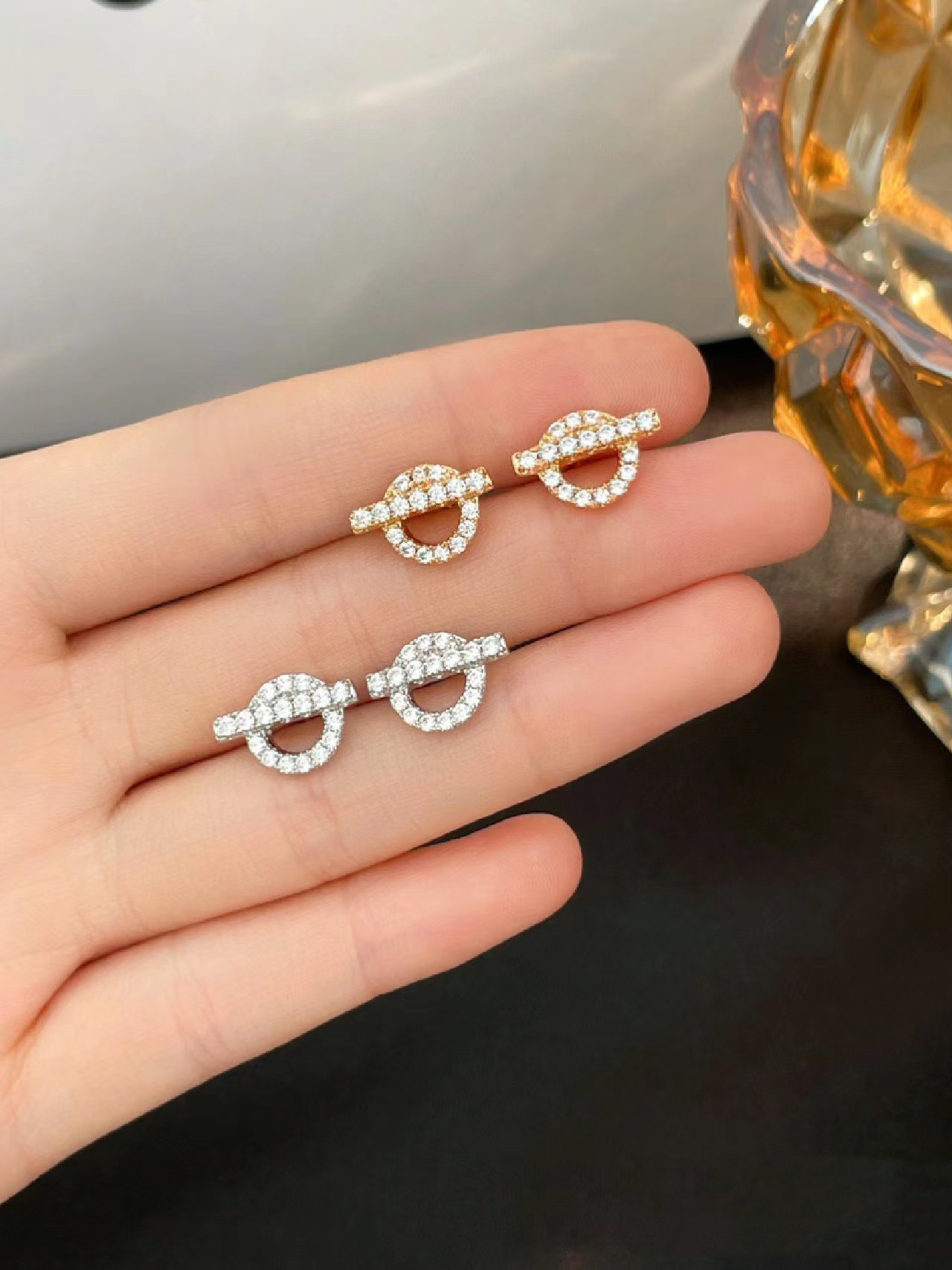 Hermes Diamond Paved Q Stud Earrings - Original Replica Club