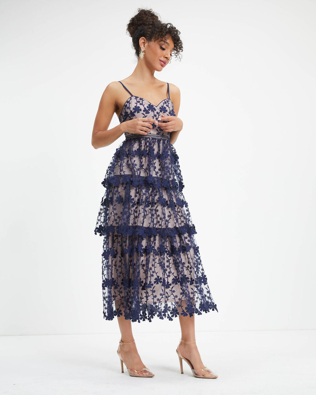 Pascal Tiered Crochet Lace Midi Dress - Blue - FINAL SALE - Se7enfashion