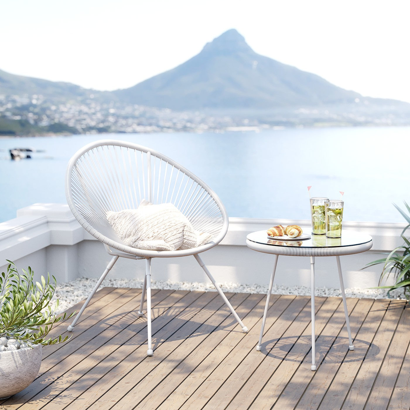 Tuin Bijzettafel Acapulco Mono wit Kare Design
