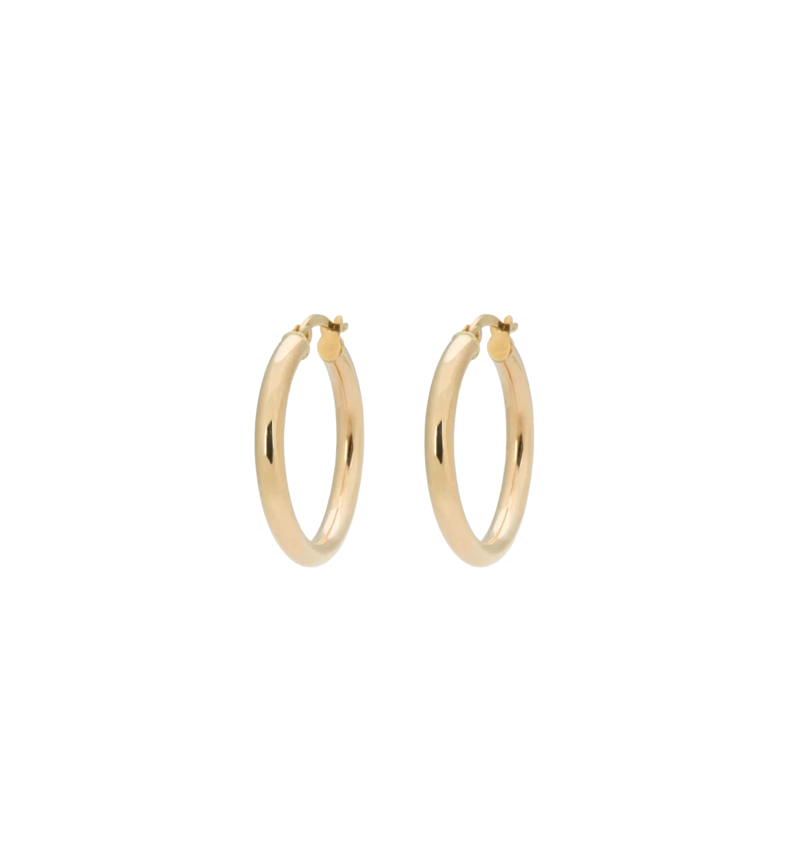 Classic Round Hoop Earrings (M) 14K