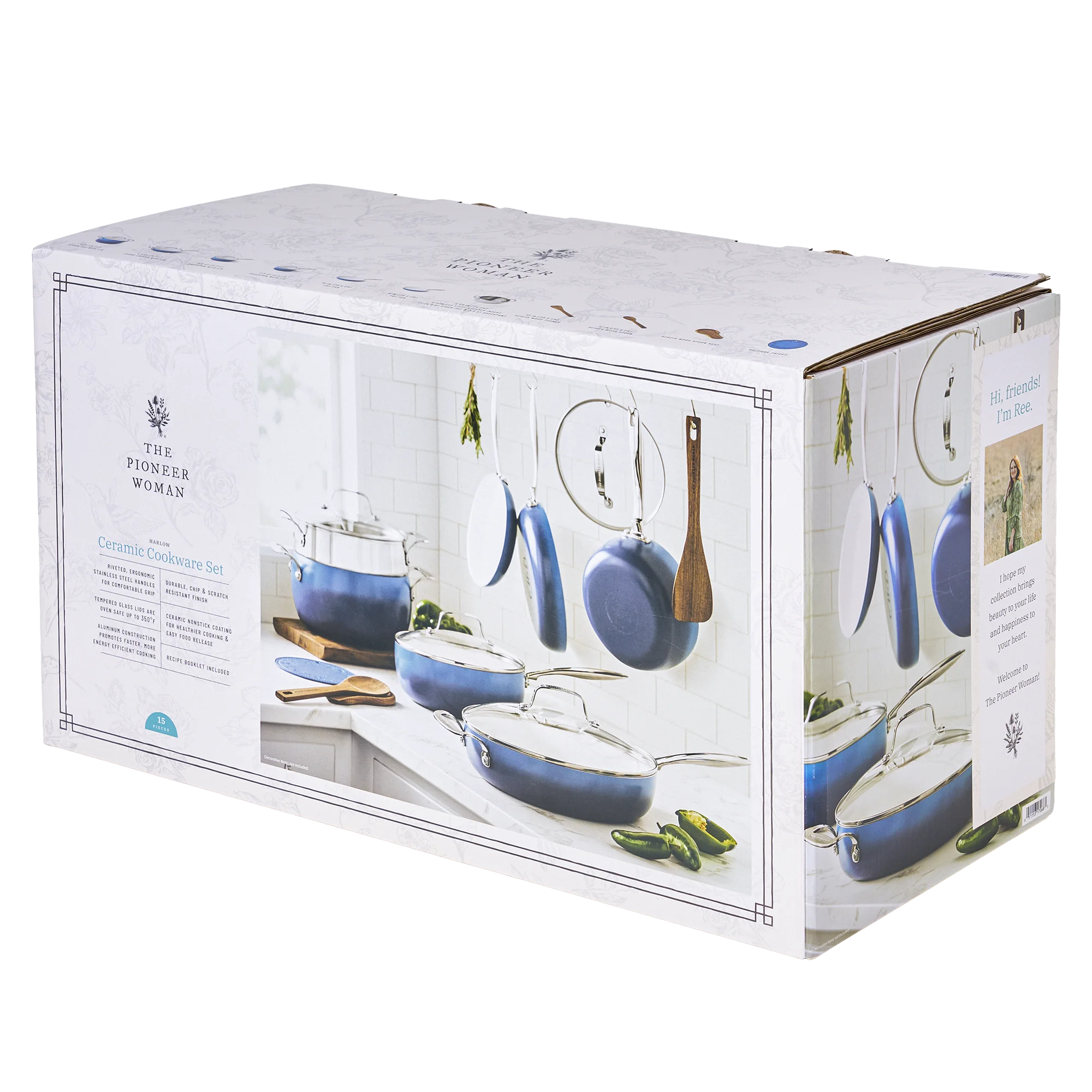 The Pioneer Woman Harlow 15-Piece Cookware Set, Ceramic Non-Stick Pots and Pans Set, Taupe - Image 53