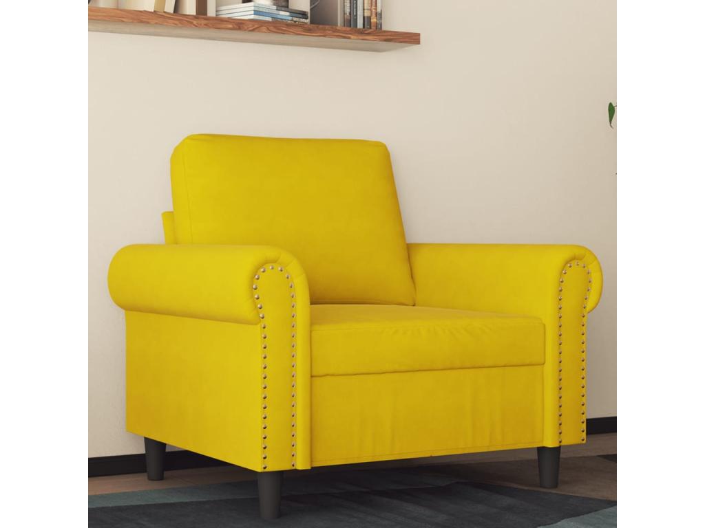Sillón de terciopelo amarillo 60 cm