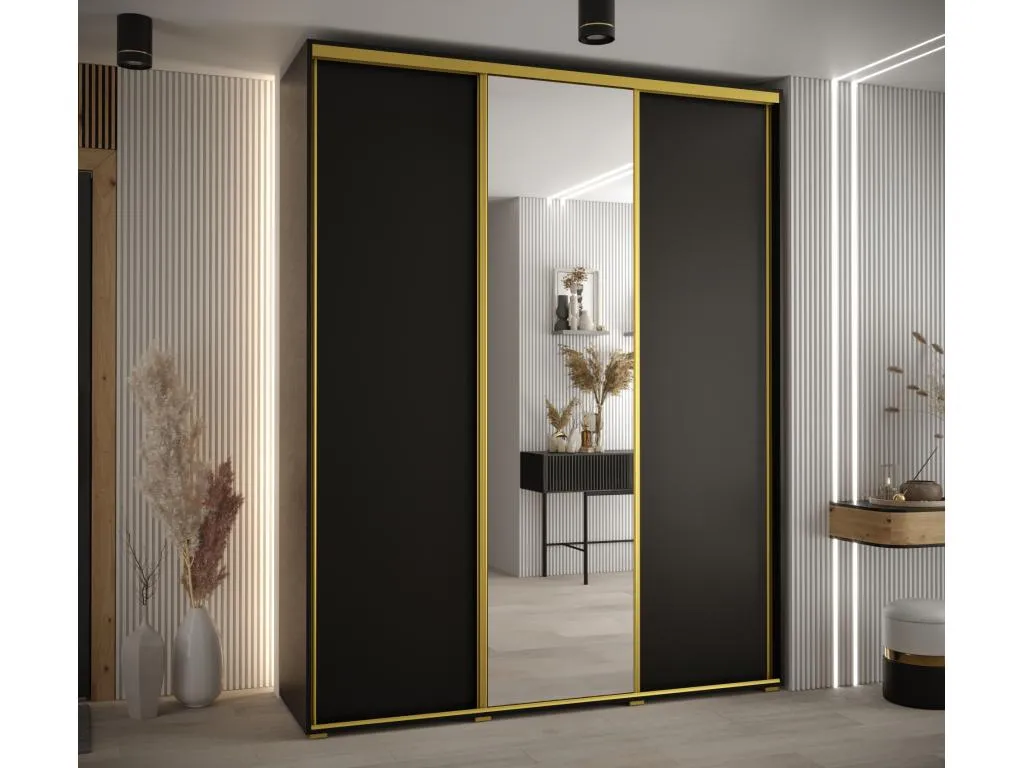 ARMARIO Prietocasa 3 DE PUERTAS CORREDERAS 235.2/200/45 3 puertas (Negro/Negro/Oro)