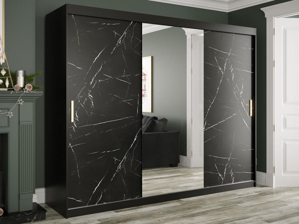 Armario Joliven 257 Mármol negro Negro mate 200x250x62cm Número de estantes 7 00