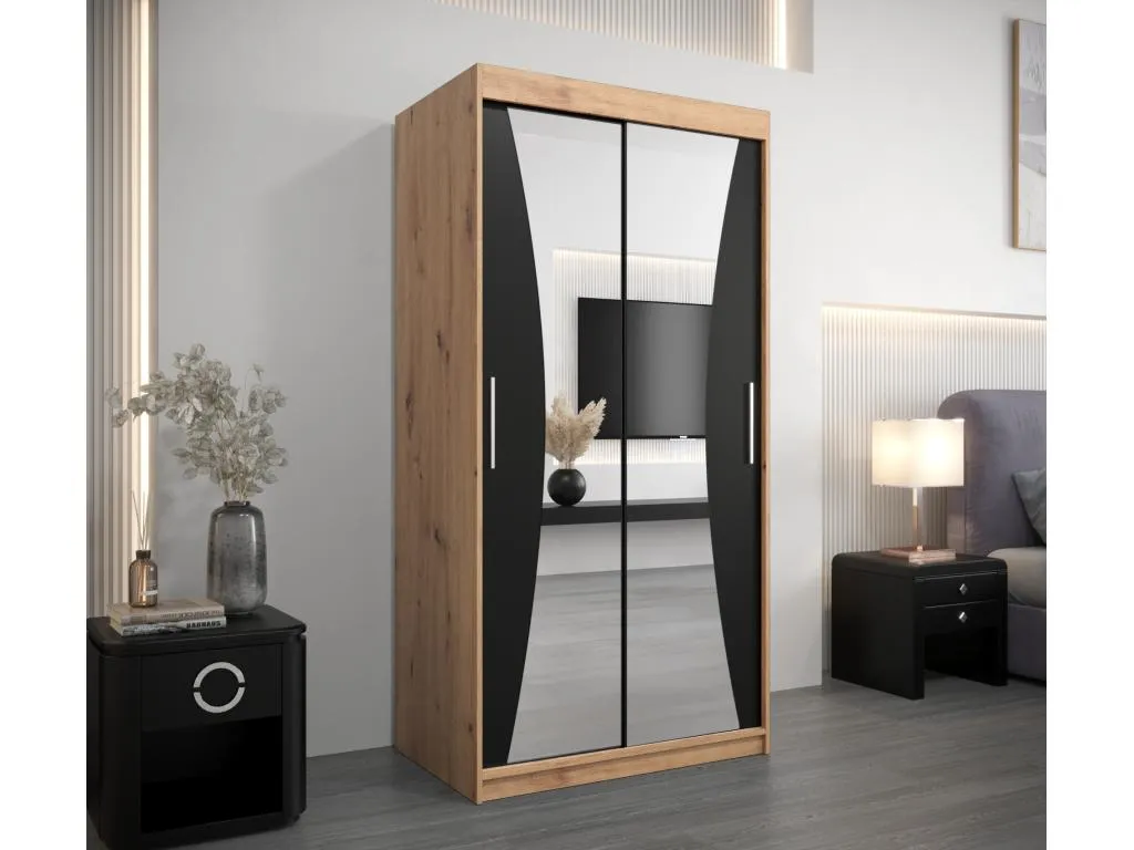 ARMARIO Quietena DE PUERTAS CORREDERAS 200/100/62 2 puertas artisan/negro