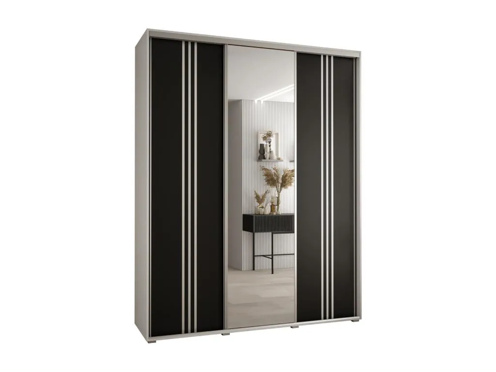 ARMARIO Mobtrendy 7 DE PUERTAS CORREDERAS 235.2/190/60 3 puertas (Blanco/Negro/Plata) pxar33430