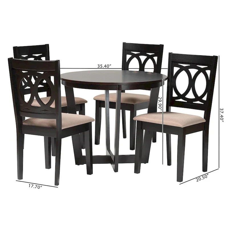 Kara Contemporary 5-Piece Wooden Dining Set