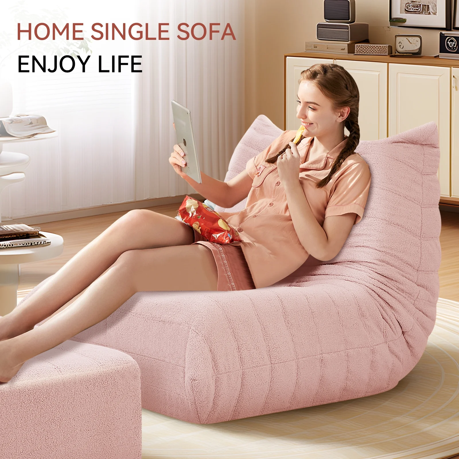 VFD Bean Bag Chairs for Adults, Beanbag Chair with Ottoman Lounge Sofa Memory Foam Comfy Reading Chair for Bedroom & Living Room, Lazy Floor Sofa Couch - Image 15