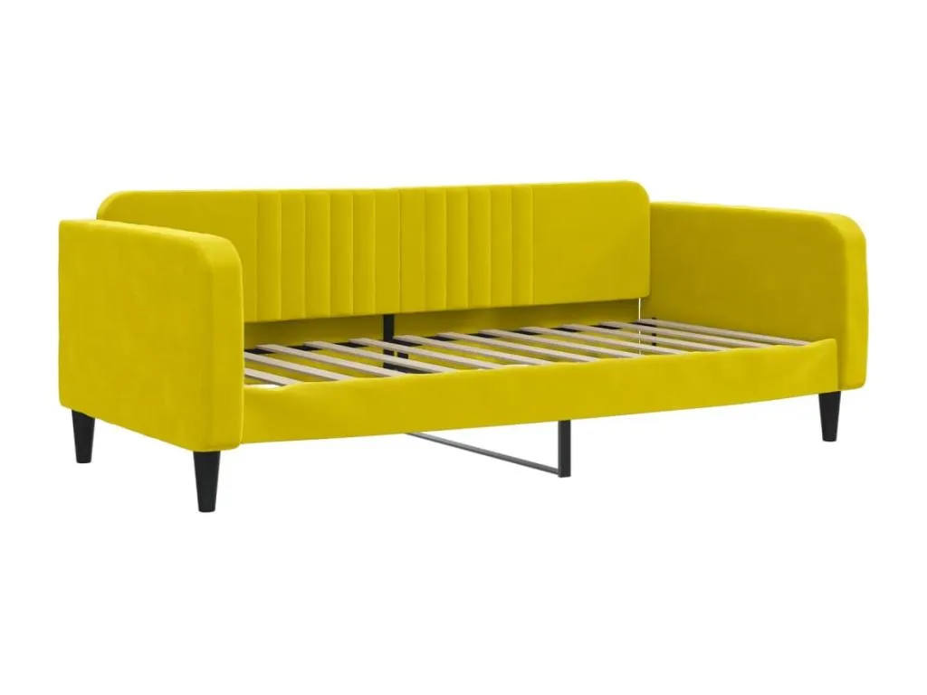 Sofá cama sin colchón terciopelo amarillo 100x200 cm