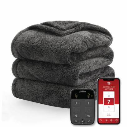 Sunbeam Loftec Wi-Fi Connected Electric Heated Blanket, Slate Gray, King