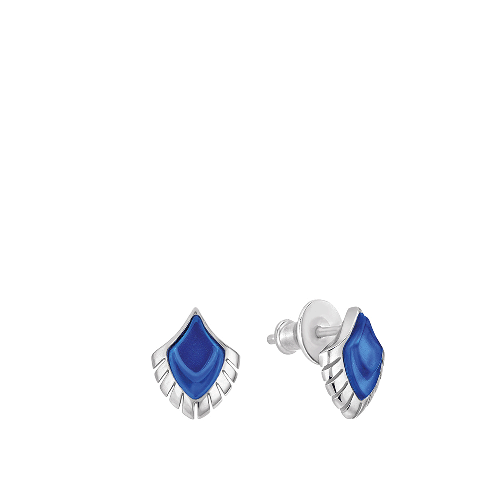 BOUCLES D'OREILLES PAON - CRISTAL BLEU, ARGENT