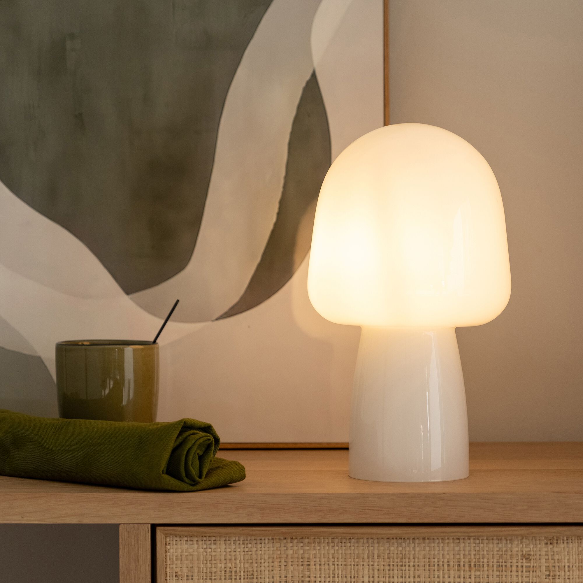 NATALIA - Lampe à poser électrifiée en verre - blanc