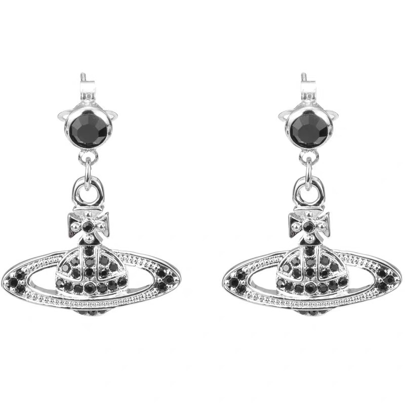 Vivienne Westwood Black Diamond Saturn Earring - Original Replica Club