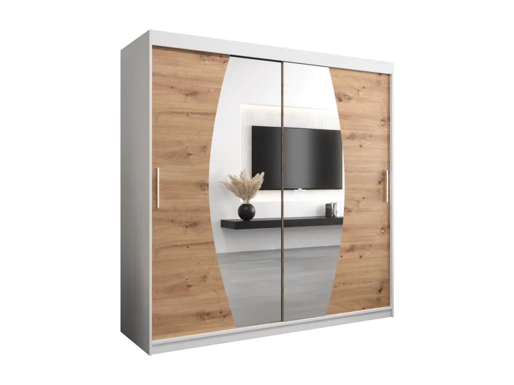Armario Casahandy con puertas correderas 200x200x62 cm 2 puertas blanco artisan