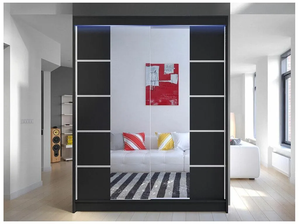 Armario Decopractico 146 Negro 200x150x58cm Puertas de armario - Correderas 48453RLXE