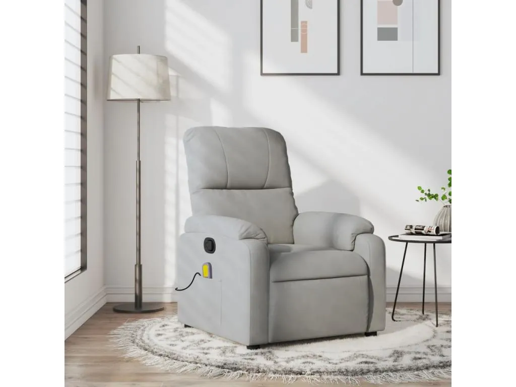 Sillón reclinable de masaje en tela de microfibra gris claro. gcb3604486