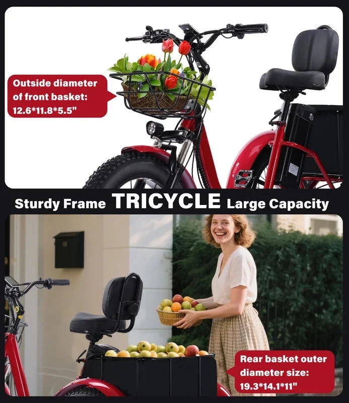 YEBEI Folding Electric Tricycle for Adults, 500W Motor, 48V15AH Lithium Battery, 20 x 4.0 in Fat Tires - Image 41 YEBEI Folding Electric Tricycle for Adults, 500W Motor, 48V15AH Lithium Battery, 20 x 4.0 in Fat Tires - Image 41