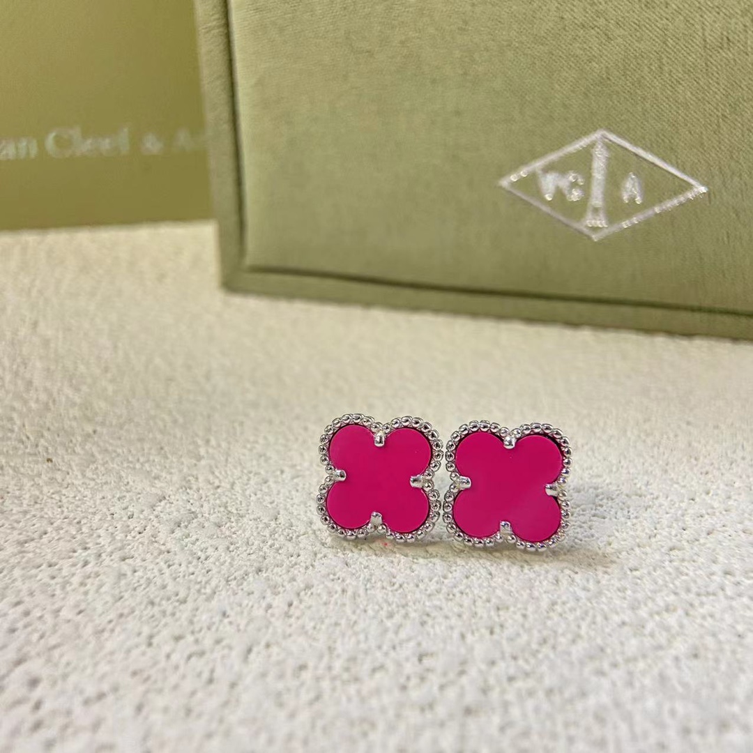 VCA Rose Red Vintage Alhambra Earrings - Original Replica Club