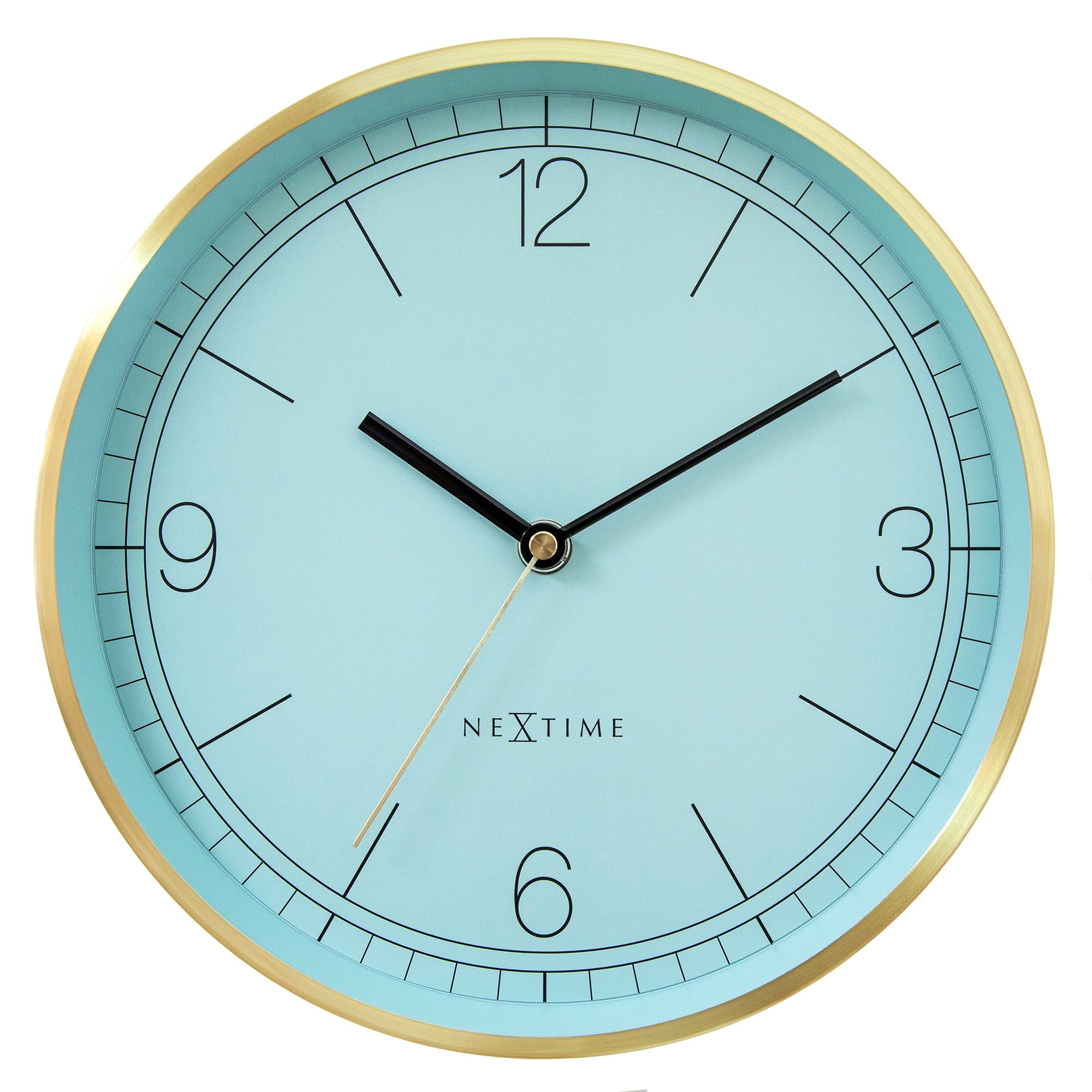 NeXtime - Wandklok 25cm - Stil - Goud Turquoise - Metaal - NeXtime