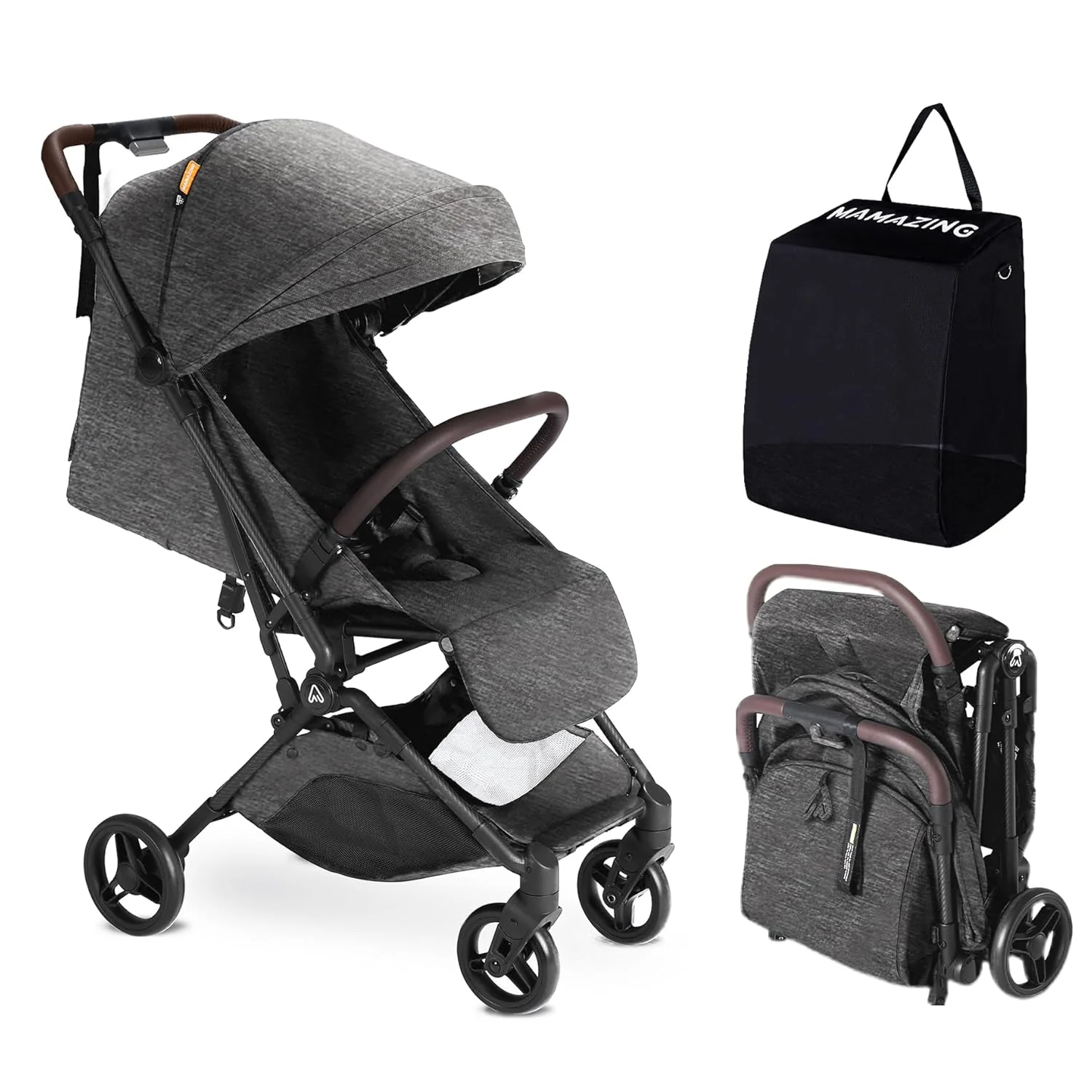 MAMAZING Lightweight Baby Travel Stroller with Carbon Fiber Frame Compact Airplane-Friendly