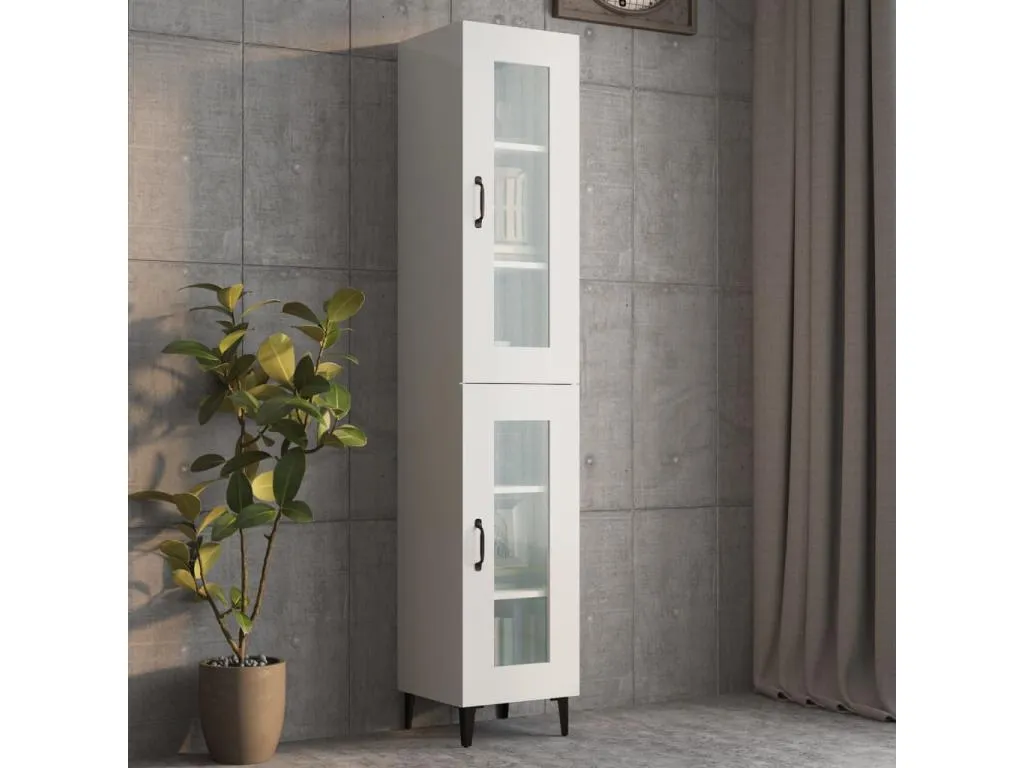 Armario de pared colgante blanco brillante 34.5x34x90 cm 94111UKCN