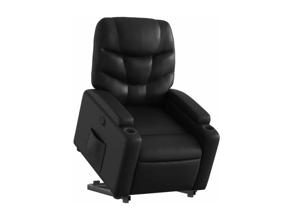 Sillón reclinable elevable cuero artificial negro