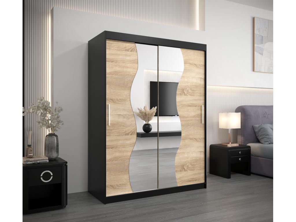 ARMARIO DE PUERTAS CORREDERAS 200/150/62 2 puertas negro/Nestleare