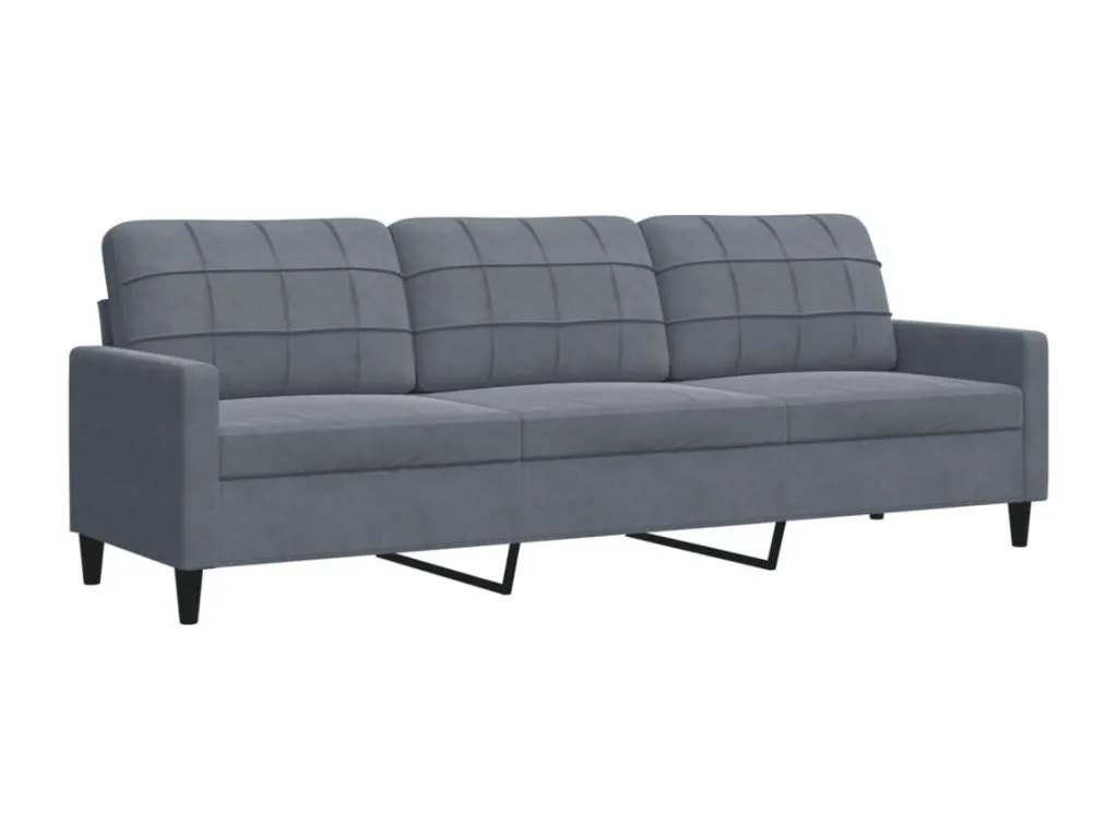 Sofá de 3 plazas terciopelo gris oscuro 210 cm JVJL87188
