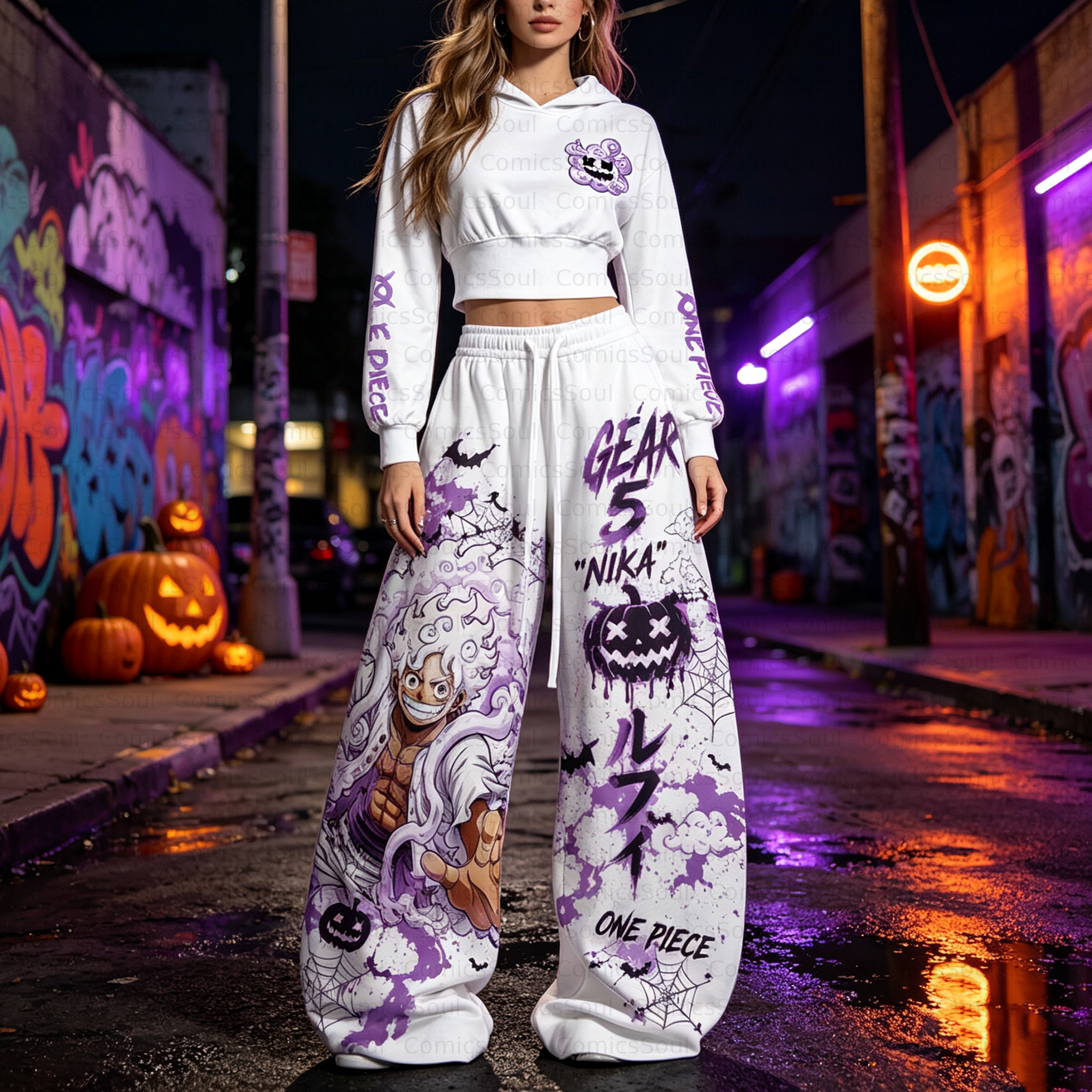 One Piece Halloween Theme Hoodie & Pants Two Piece Tracksuit Set 3050988 TeeThreads Sustain the Scene with Custom Apparel