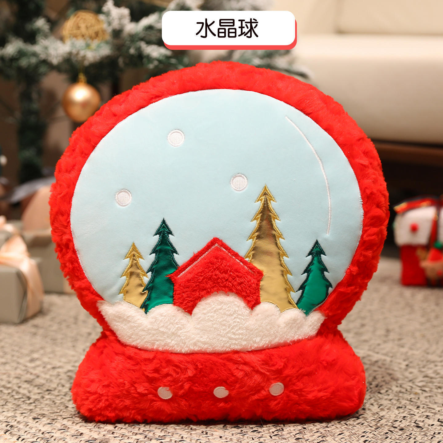 Christmas Shaped Plush Stuffed Pillow Snowman Tree Candy Cane Decorative Throw Cushion Kids Holiday Xmas Gift