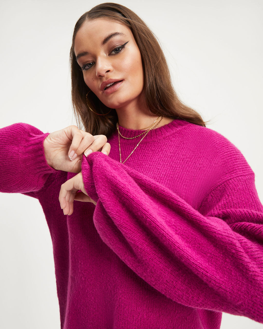 Beautiful You Knit Pullover Sweater - Berry - Se7enfashion