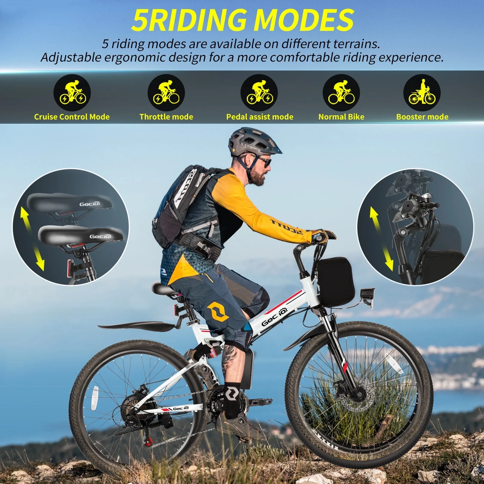 Gocio 26" Folding Electric Bike for Adults, 500W Electric Mountain Bike, Dual shock absorbers, 48V 7.8Ah Battery, Shimano 21 Speed, UL2849 - Image 28