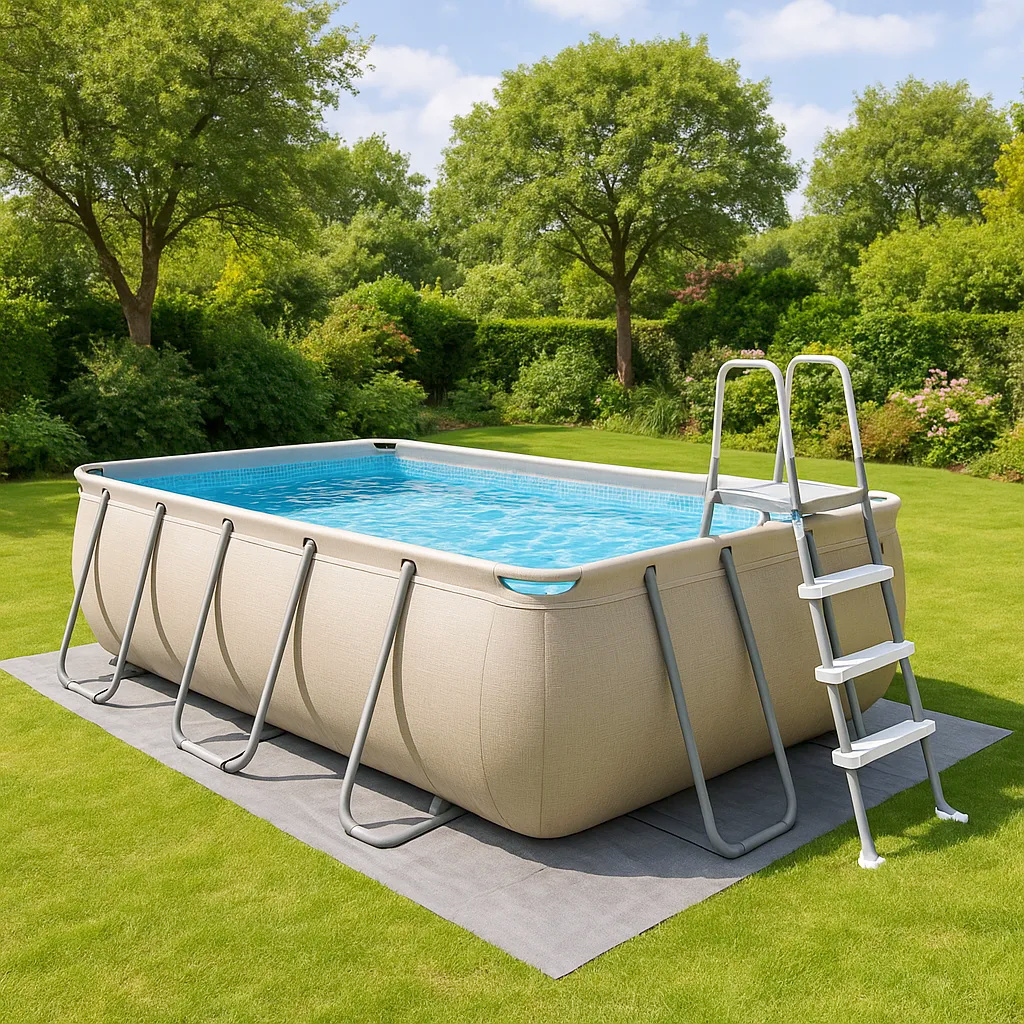 Piscina tubular ovalada piscina tubular rectangular, piscina desmontable rectangular beige, beige, metal y PVC, jardín y exteriores, 488x305x107 cm QsRbCtj611oq