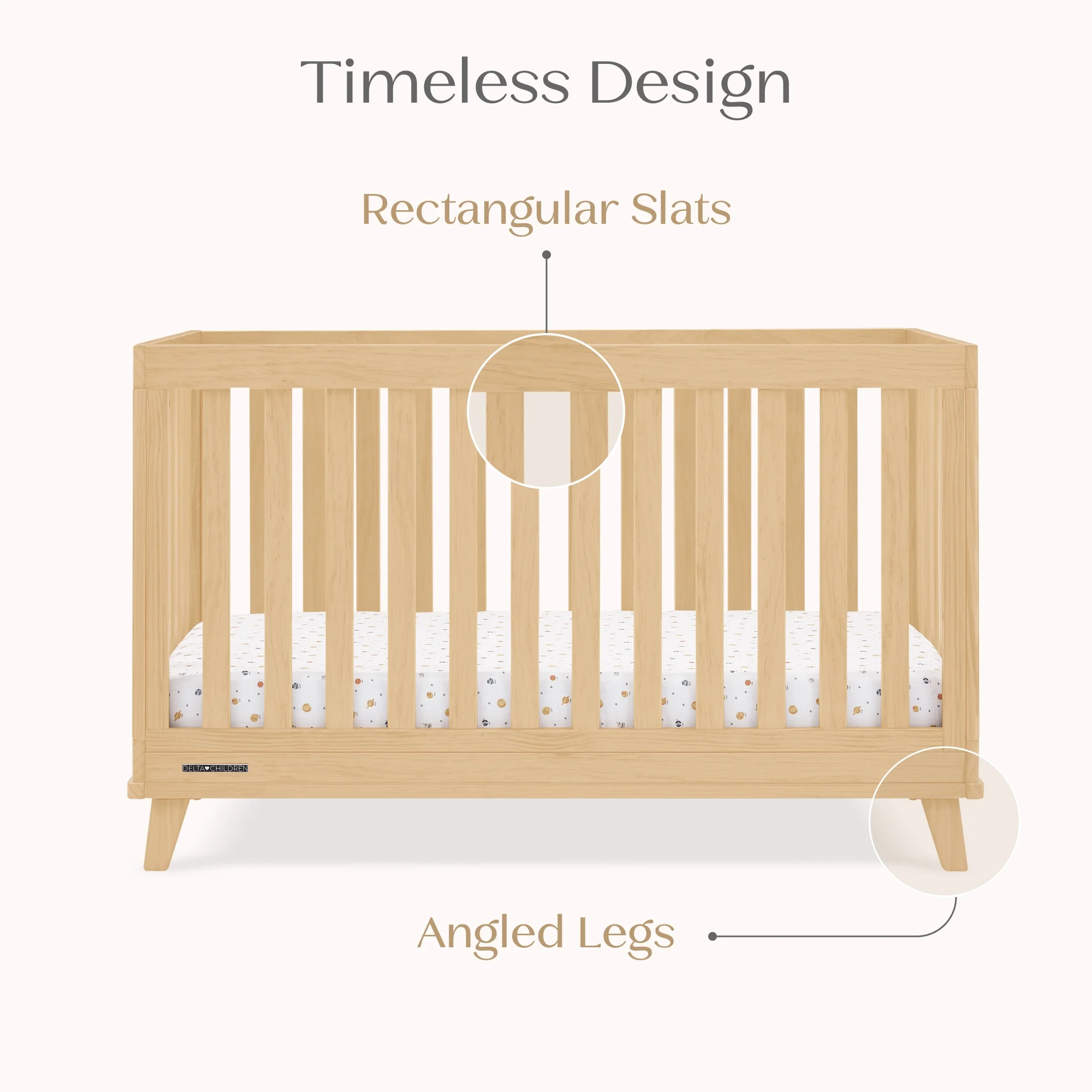 Delta Children Frankie 4-in-1 Convertible Crib - Greenguard Gold Certified, Black with Natural - Image 22