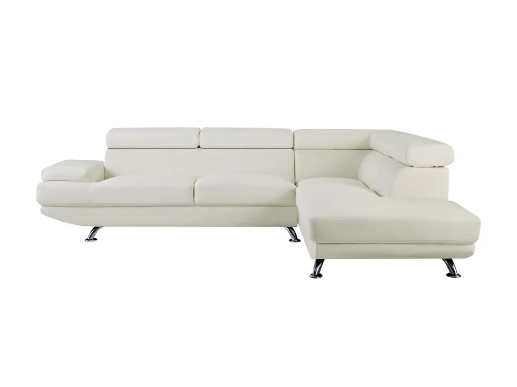 Sofá rinconero XL de piel sintética Decocasaes - blanco - Ángulo derecho 38674aedu