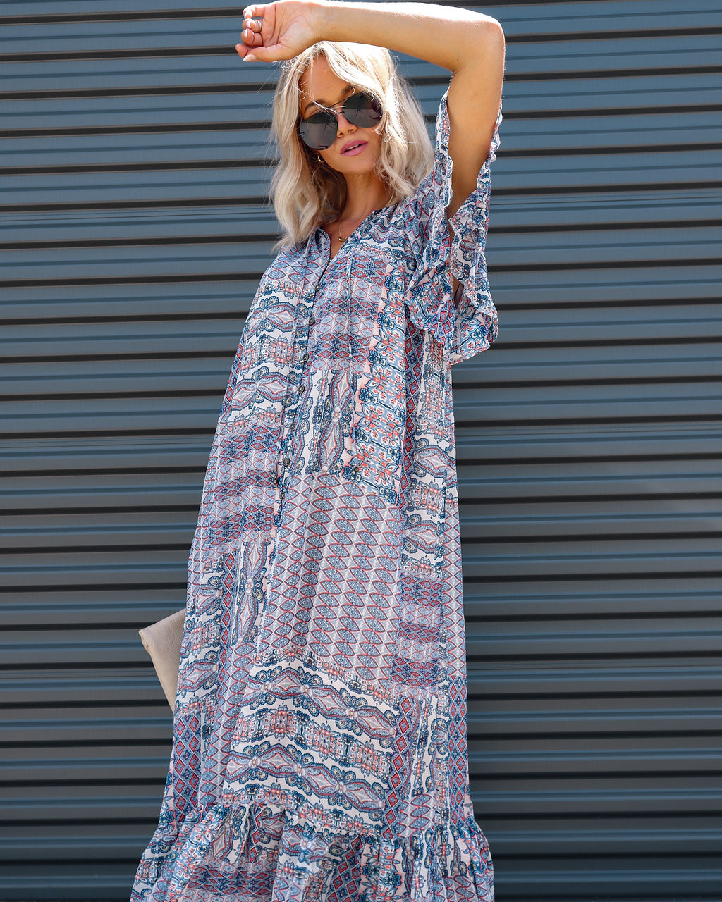 Joleen Patchwork Chiffon Maxi Dress - Se7enfashion
