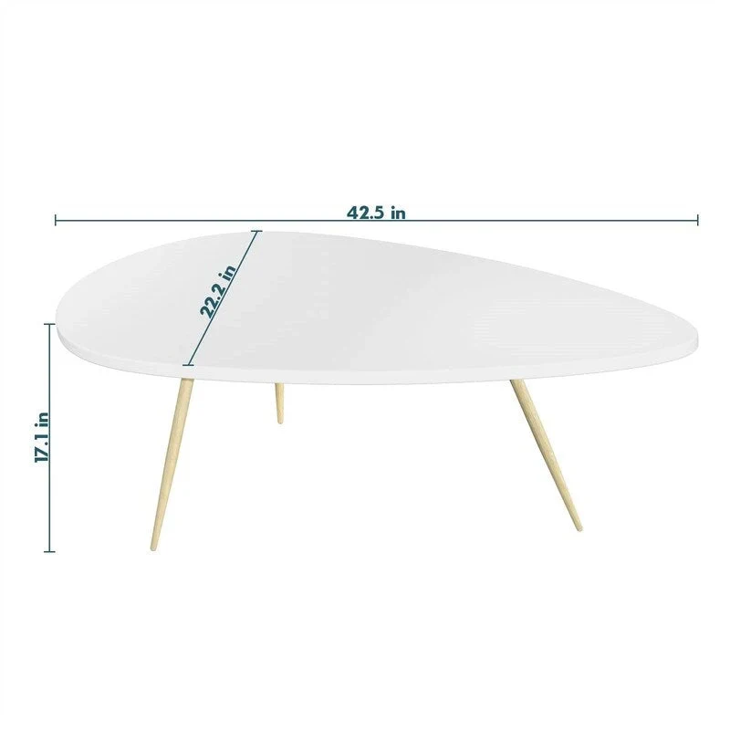 Unique Oval Coffee Table for Small Spaces - Dimensions: 22.2D x 42.5W x 17.1H