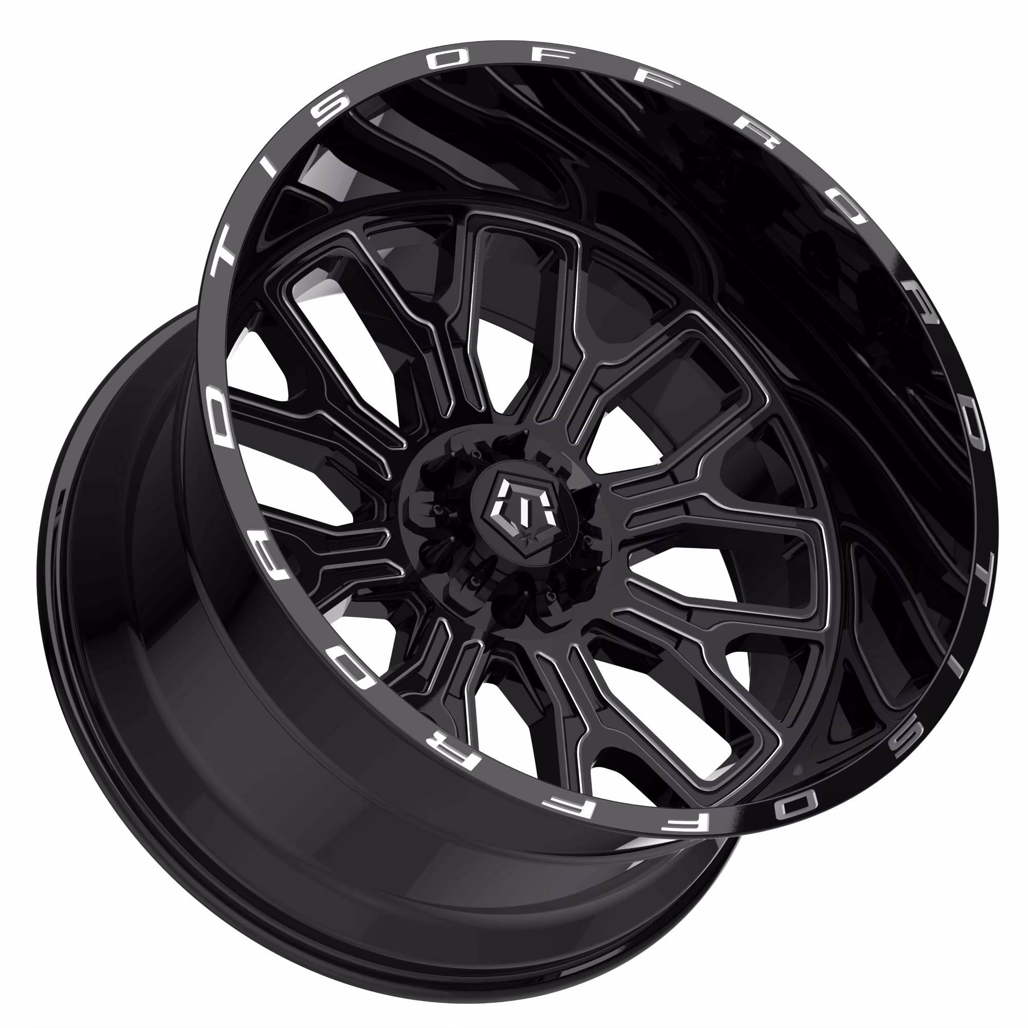 1 TIS 26x14 6X135 / 6X5.50 - 76 560BM Gloss Black W/Milled Accents Lip Logo Wheel Rim