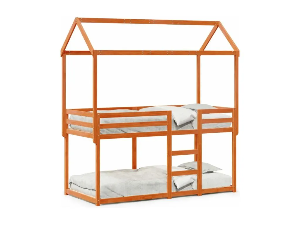 Cama litera con techo Lluesmamuebles maciza Lluesmamuebles marrón cera 75x190 cm