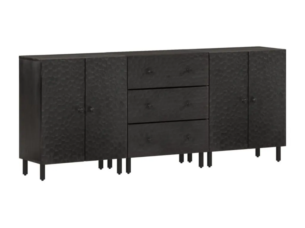 Armarios auxiliares 3 pzas Hogarmini maciza Hogarmini negro 60x33x75cm pmel30807