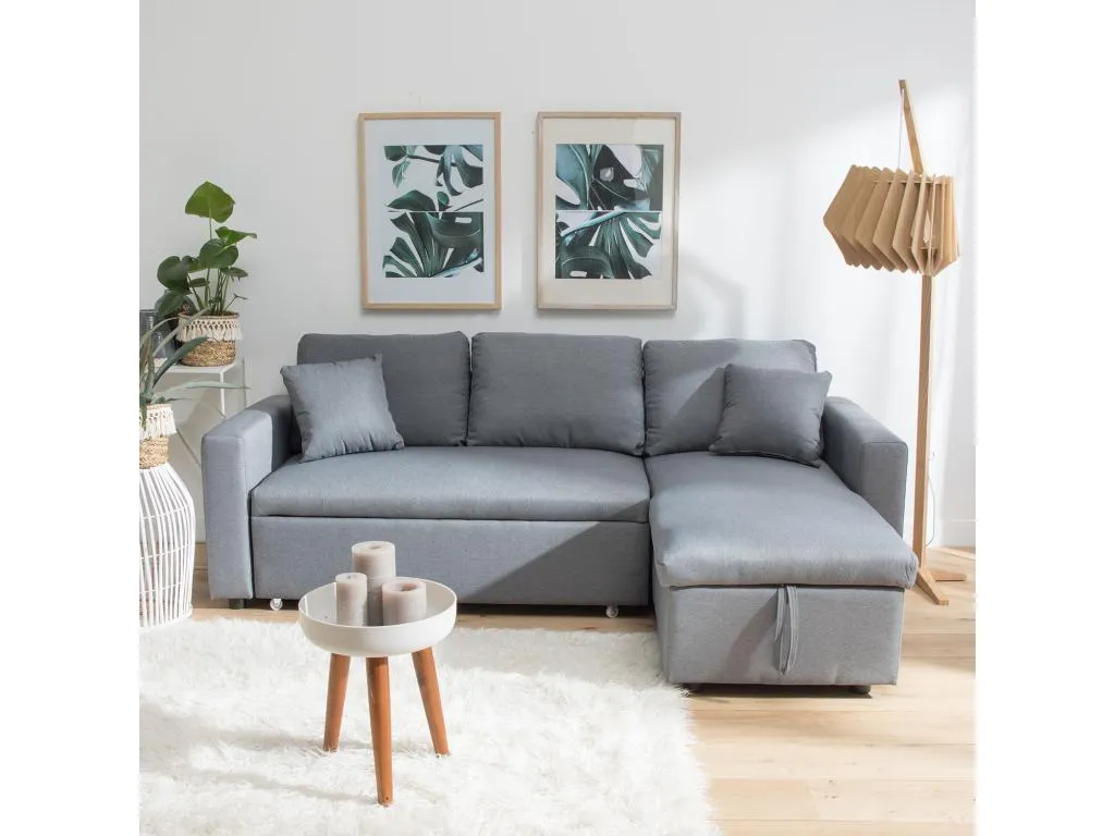 Sofá cama Mueblestop 3 plazas color gris BESR36584