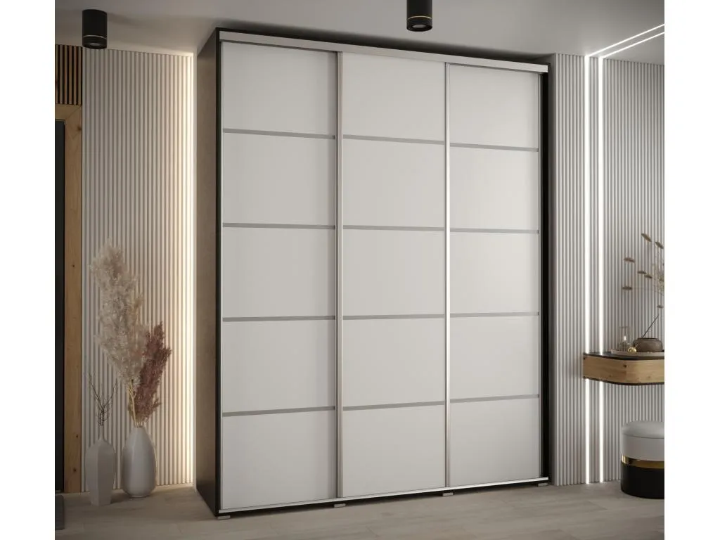 ARMARIO Prietocasa 4 DE PUERTAS CORREDERAS 235.2/200/45 3 puertas (Negro/Blanco/Plata)