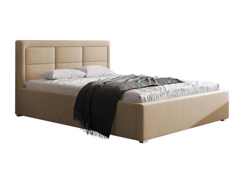 Cama Pomona 102, Individuales, De color marrón claro, 120x200, Tapiz, Somieres, 140x223cm