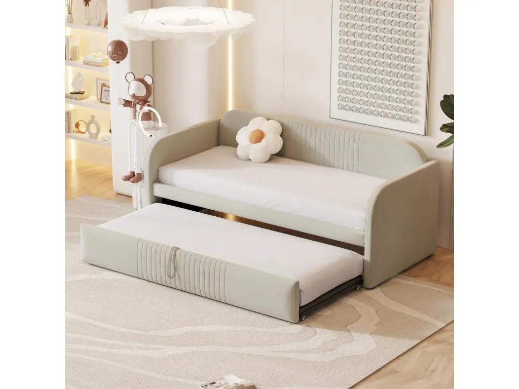Cama Mueblestop 90/180x190 cm - sofá cama de tejido de Mueblestop - con somier - Beige 85668SOAQ