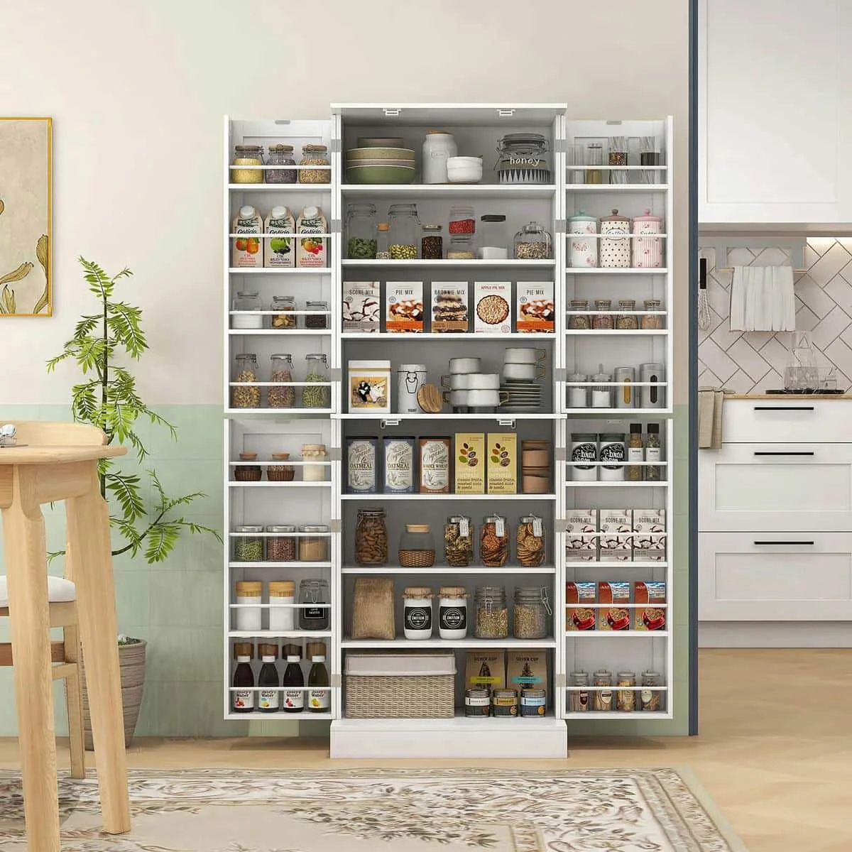 Spaco 17-Tier Kitchen Small Pantry Cabinet with 2 Doors and 6 Adjustable Shelves, Cabinet Pantry, Freestanding 5-Tier Shelving Pantries for Kitchen Storage, Gray - Image 52